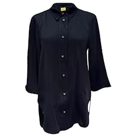 Camisa de botones Khaite en acetato azul marino