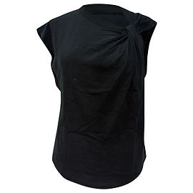 Isabel Marant Nayda Twisted T-Shirt aus schwarzer Baumwolle