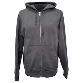 Sandro Paris Logo-bestickter Kapuzenpullover mit Reißverschluss aus schwarzer Baumwolle