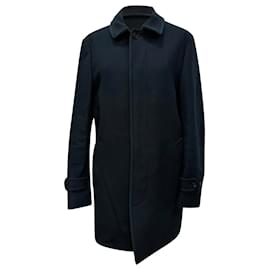 Abrigo de botonadura sencilla Burberry en lana negra