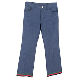 Gucci Rabbit Patch Flare Jeans in Light Blue Denim