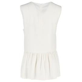 Top senza maniche a peplum in seta bianca Marni