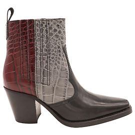 Botines Western Ganni en piel multicolor