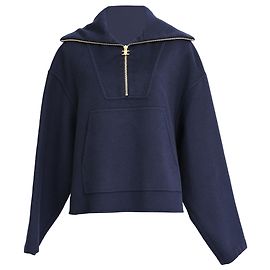 Céline  Celine Triomphe Zip-Up Sweater in Navy Blue Cashmere