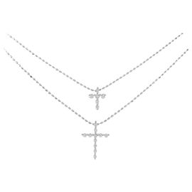 Autre Marque Collana Cross Diamond in Au750