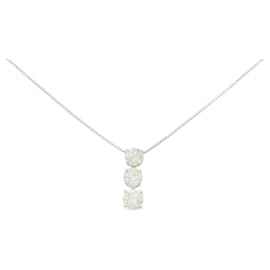 Autre Marque Collana con tre pietre di diamante in oro bianco Au750
