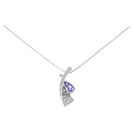 Autre Marque Collana in Tanzanite e Diamanti Pt900 Pt850