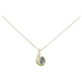 Autre Marque Collana con Diamanti e Opale Nera Au750