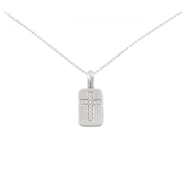 Au750 White Gold Cross Diamond Necklace - Autre Marque
