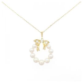 Collana Mikimoto in oro Au750 con perle Akoya e diamanti