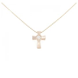 Autre Marque Collana Cross in diamanti bicolore Au750