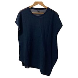 Autre Marque T-shirt Yohji Yamamoto in lana e tulle di poliestere con tecnica Needle Punch Unbalance