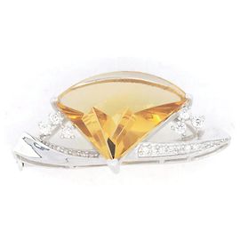 Autre Marque Au750 White Gold Citrine Diamond Brooch