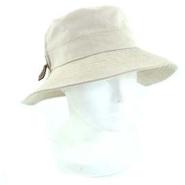 Cappello bucket in pelle e cotone Hermès 56