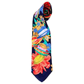 Leonard Paris cravatta in seta con stampa cappelli e fiori