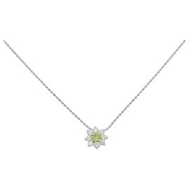 Autre Marque Au750 White Gold Demantoid Garnet Diamond Necklace