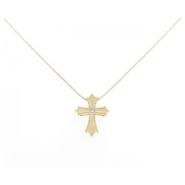 Autre Marque Collana Cross Diamond in Au750
