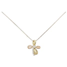 Autre Marque Au750 Gelbgold und Au750 Roségold Diamant Halskette