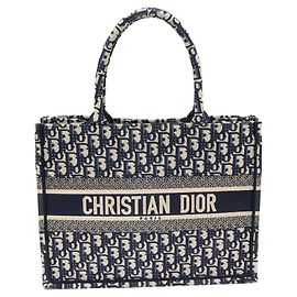 Borsa Tote Christian Dior Book Oblique in tela di cotone ricamata