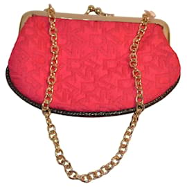 Pochette DKNY in tessuto rosso logata con catena dorata - Dkny