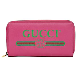 Gucci Vintage Logo Reißverschluss-Portemonnaie aus Leder Lang