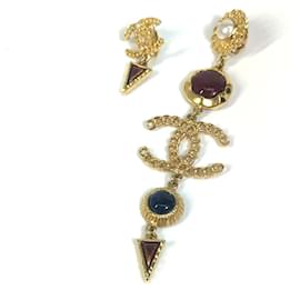 Orecchini Chanel CC Coco Mark Color Stone Faux Pearl