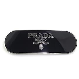 Barrette Prada in metallo nero e argento
