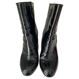 Botines de cuero charol negro Paris Texas