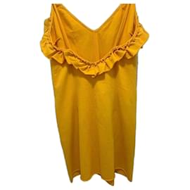 Vestido Mini Amarillo Met con Cristales Decorativos