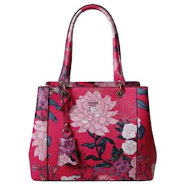 Borsa Guess stampa floreale rosa e rossa
