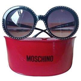 Moschino Occhiali da sole rotondi con cuciture bianche