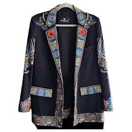 Giacca Etro nera con ricamo multicolore
