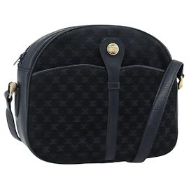 Céline Bolsa de ombro CELINE em lona Macadam e couro de camurça Navy Gold Auth 187378