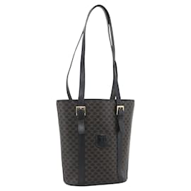 Céline CELINE Macadam Canvas Tote Bag PVC Leder Schwarz Gold Auth 185998