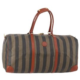 Borsa Boston FENDI in tela Pecan PVC Nero Marrone Autentica am11753