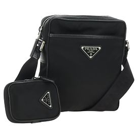 Bolsa de Ombro PRADA Nylon Preto Prata 2VH112 Auth am11844SM