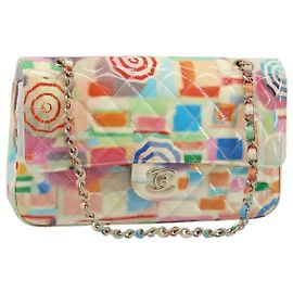 Borsa CHANEL Chain Double Flap Matelasse 25 in pelle Multicolor CC Auth 185767SM