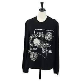 Camisa CHANEL CC Camellia con lentejuelas, corte y confección, algodón negro, CC Auth am11841M