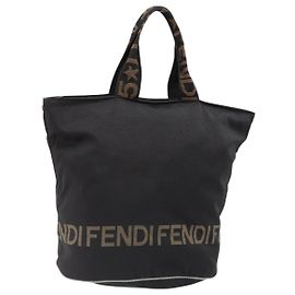Borsa FENDI in tela nera Auth 185481