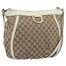 Borsa a Spalla GUCCI GG Canvas Beige Oro 204940 Auth ka4762
