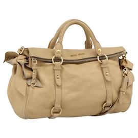 Borsa Miu Miu in pelle 2way Beige Oro Auth 187573