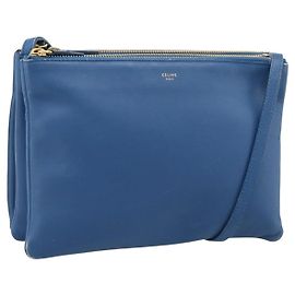 Céline Borsa a tracolla CELINE Trio in pelle blu e oro Auth 186131