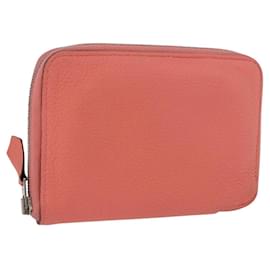 HERMES Azap Compact Wallet Pelle Rosa Argento Autentico 186172M - Hermès