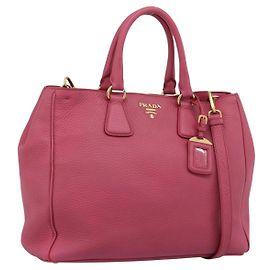 PRADA Handtasche Vittero Dino Leather 2way Rosa Gold Auth 186115A