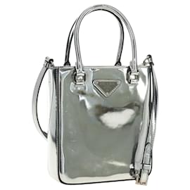 Borsa PRADA in pelle vernice 2way Argento Autentica 185901M