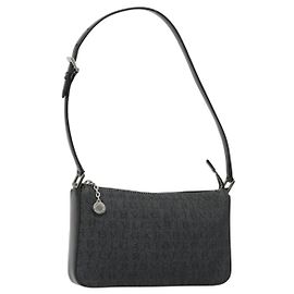 Bulgari Borsa a Spalla BVLGARI Tela Nero Argento Auth 187359