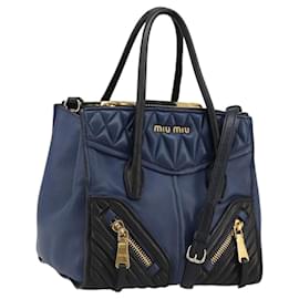 Borsa Miu Miu Biker Matelasse in Pelle 2way Navy Gold Auth 185462