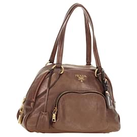 Bolso Tote de Hombro PRADA Ready Lock de Cuero Marrón Oro BL0557 Auth am11881SAV - Prada
