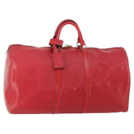 LOUIS VUITTON Epi Keepall 55 Boston Bag Rosso M42957 LV Auth 179665A