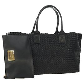 BOTTEGA VENETA INTRECCIATO Cabas PM Borsa a mano in pelle Nera Autentica am11891SM